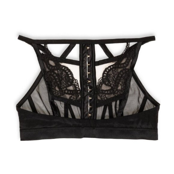 New! Livy SNAKE Lace Shadow Soft Bralette Black Sheer Chic Size S 1730